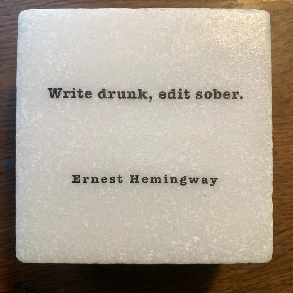 Set of Four Marble Coasters with WRITERS Quote